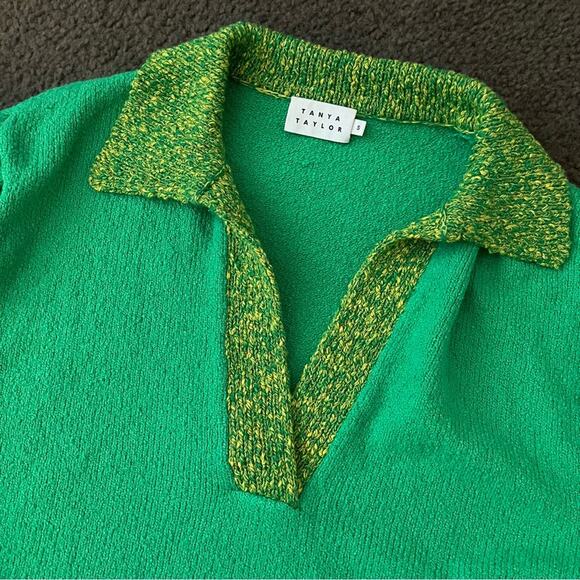 Tanya Taylor Avika Knit V-Neck Kelly Green Sweater - Picture 9 of 9